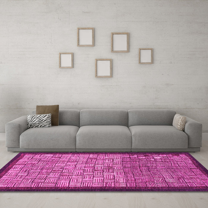 Machine Washable Abstract Pink Modern Rug in a Living Room, wshabs1696pnk