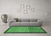 Machine Washable Abstract Emerald Green Modern Area Rugs in a Living Room,, wshabs1696emgrn