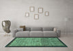 Machine Washable Abstract Turquoise Modern Area Rugs in a Living Room,, wshabs1696turq