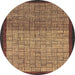 Round Abstract Red Brown Modern Rug, abs1696