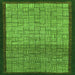 Square Machine Washable Abstract Green Modern Area Rugs, wshabs1696grn