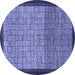 Round Abstract Blue Modern Rug, abs1696blu