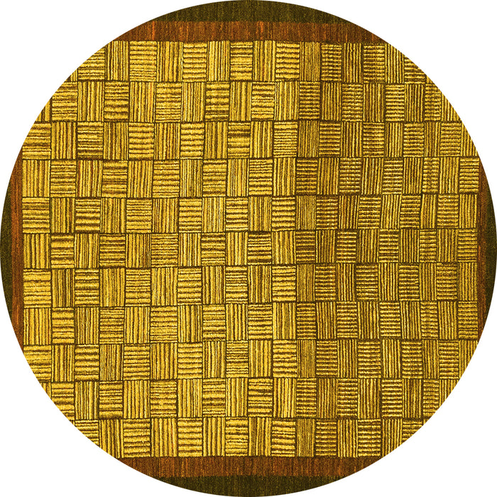 Round Abstract Yellow Modern Rug, abs1696yw
