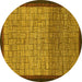 Round Abstract Yellow Modern Rug, abs1696yw