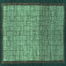 Square Machine Washable Abstract Turquoise Modern Area Rugs, wshabs1696turq