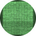 Round Abstract Emerald Green Modern Rug, abs1696emgrn