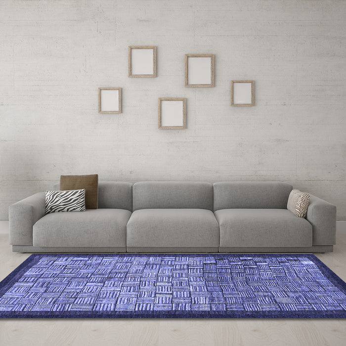 Machine Washable Abstract Blue Modern Rug in a Living Room, wshabs1696blu