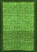 Machine Washable Abstract Green Modern Area Rugs, wshabs1696grn