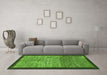 Machine Washable Abstract Green Modern Area Rugs in a Living Room,, wshabs1696grn