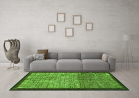 Machine Washable Abstract Green Modern Rug, wshabs1696grn