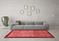 Machine Washable Abstract Red Modern Rug, wshabs1696red