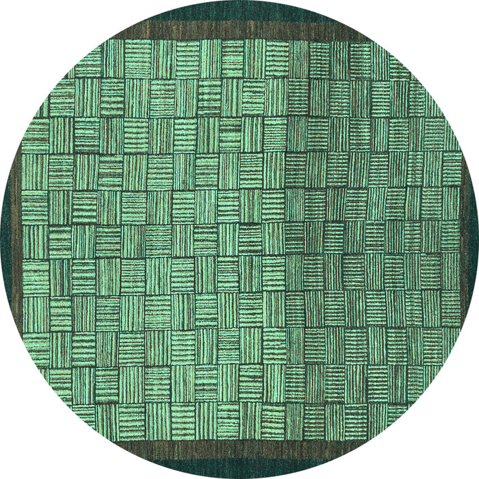 Round Abstract Turquoise Modern Rug, abs1696turq