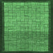 Square Abstract Emerald Green Modern Rug, abs1696emgrn