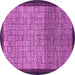 Round Machine Washable Abstract Purple Modern Area Rugs, wshabs1696pur