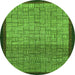 Round Machine Washable Abstract Green Modern Area Rugs, wshabs1696grn