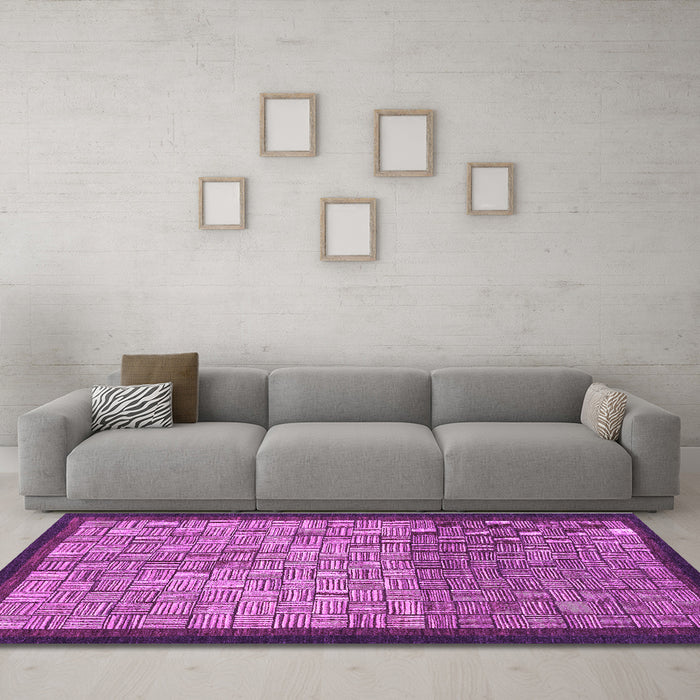 Machine Washable Abstract Purple Modern Area Rugs in a Living Room, wshabs1696pur