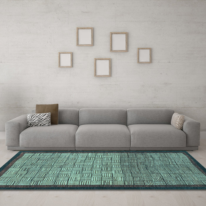 Machine Washable Abstract Light Blue Modern Rug in a Living Room, wshabs1696lblu