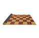 Sideview of Abstract Orange Checkered Rug, abs1697