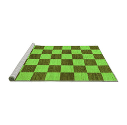 Sideview of Machine Washable Checkered Green Modern Area Rugs, wshabs1697grn