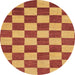 Round Abstract Orange Checkered Rug, abs1697