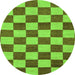 Round Checkered Green Modern Rug, abs1697grn