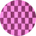 Round Checkered Purple Modern Rug, abs1697pur