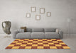 Machine Washable Checkered Brown Modern Rug in a Living Room,, wshabs1697brn