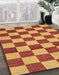 Abstract Orange Checkered Rug in Family Room, abs1697