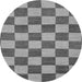 Round Machine Washable Checkered Gray Modern Rug, wshabs1697gry