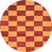 Round Machine Washable Checkered Orange Modern Area Rugs, wshabs1697org
