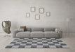 Machine Washable Checkered Gray Modern Rug in a Living Room,, wshabs1697gry