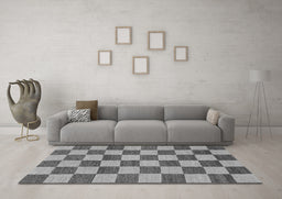 Machine Washable Checkered Gray Modern Rug in a Living Room,, wshabs1697gry