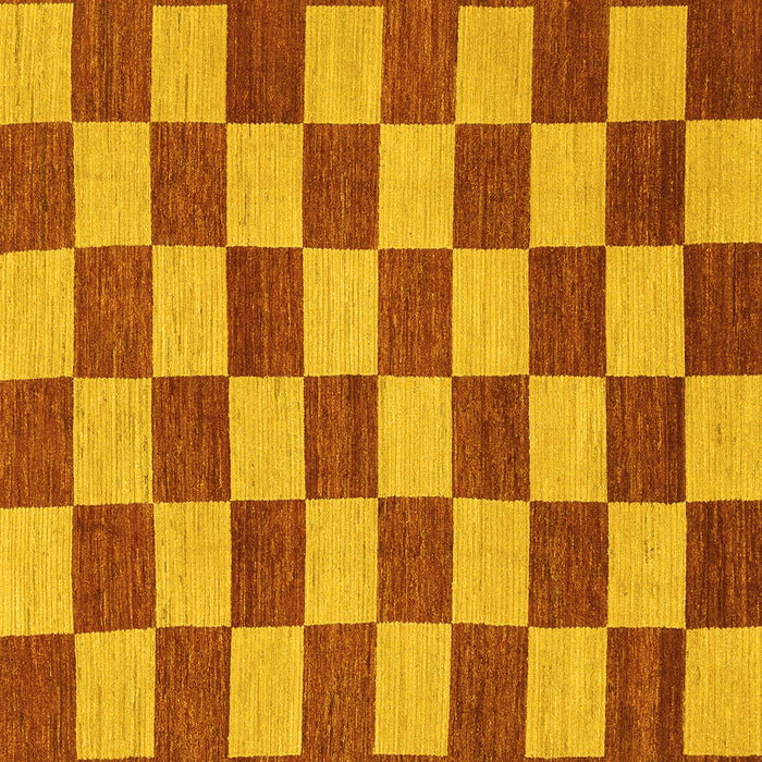 Square Machine Washable Checkered Yellow Modern Rug, wshabs1697yw