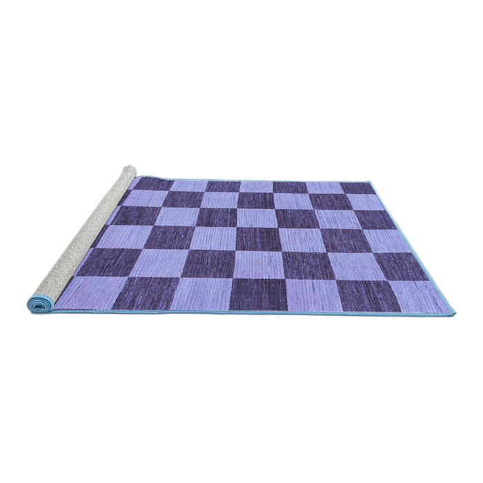 Sideview of Machine Washable Checkered Blue Modern Rug, wshabs1697blu