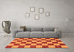 Machine Washable Checkered Orange Modern Area Rugs in a Living Room, wshabs1697org