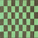 Square Machine Washable Checkered Turquoise Modern Area Rugs, wshabs1697turq