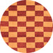 Round Checkered Orange Modern Rug, abs1697org