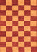 Machine Washable Checkered Orange Modern Area Rugs, wshabs1697org