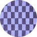 Round Checkered Blue Modern Rug, abs1697blu