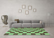 Machine Washable Checkered Turquoise Modern Area Rugs in a Living Room,, wshabs1697turq
