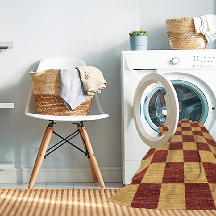 Machine Washable Abstract Orange Rug in a Washing Machine, wshabs1697