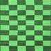 Square Machine Washable Checkered Emerald Green Modern Area Rugs, wshabs1697emgrn