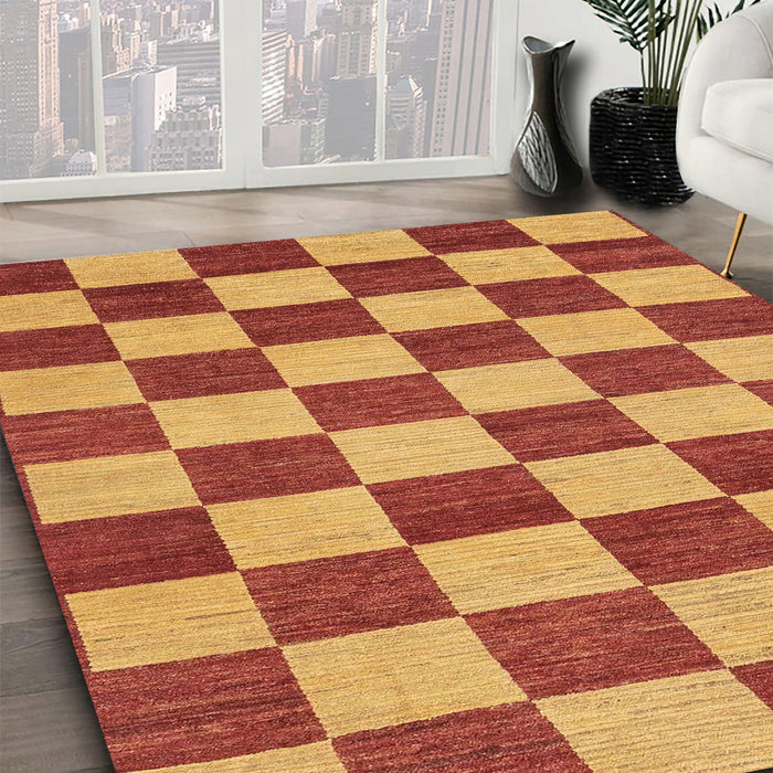 Machine Washable Abstract Orange Rug in a Family Room, wshabs1697