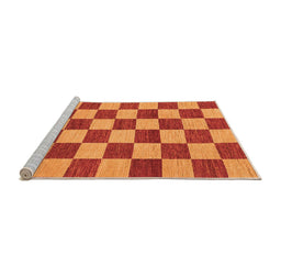 Sideview of Machine Washable Checkered Orange Modern Area Rugs, wshabs1697org