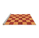 Sideview of Machine Washable Checkered Orange Modern Area Rugs, wshabs1697org