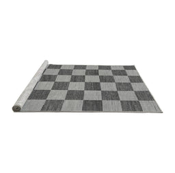 Sideview of Machine Washable Checkered Gray Modern Rug, wshabs1697gry