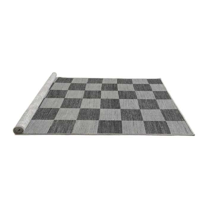 Sideview of Machine Washable Checkered Gray Modern Rug, wshabs1697gry