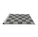 Sideview of Machine Washable Checkered Gray Modern Rug, wshabs1697gry