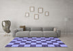 Machine Washable Checkered Blue Modern Rug in a Living Room, wshabs1697blu