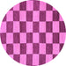 Round Machine Washable Checkered Purple Modern Area Rugs, wshabs1697pur
